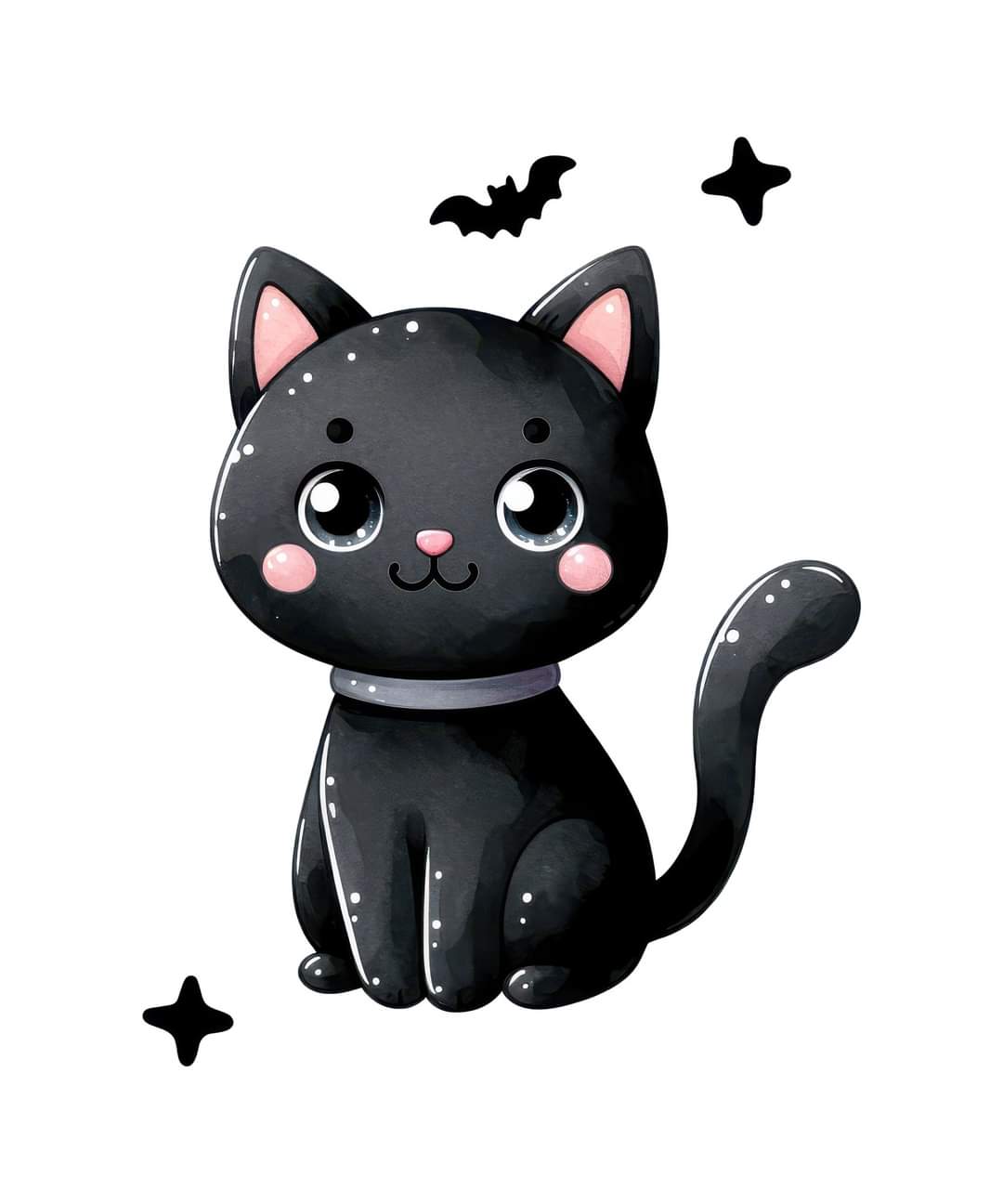 Kawaii Black Cat with a bat